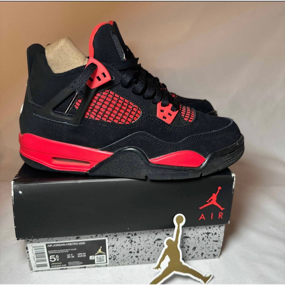Size 5.5 - Nike Air Jordan 4 Retro GS Red Thunder Men's Shoes Ships Now